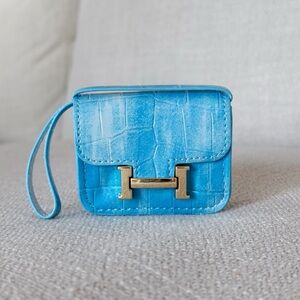 Mini Micro Blue Patent Bag / Bag Charm/ AirPod Case